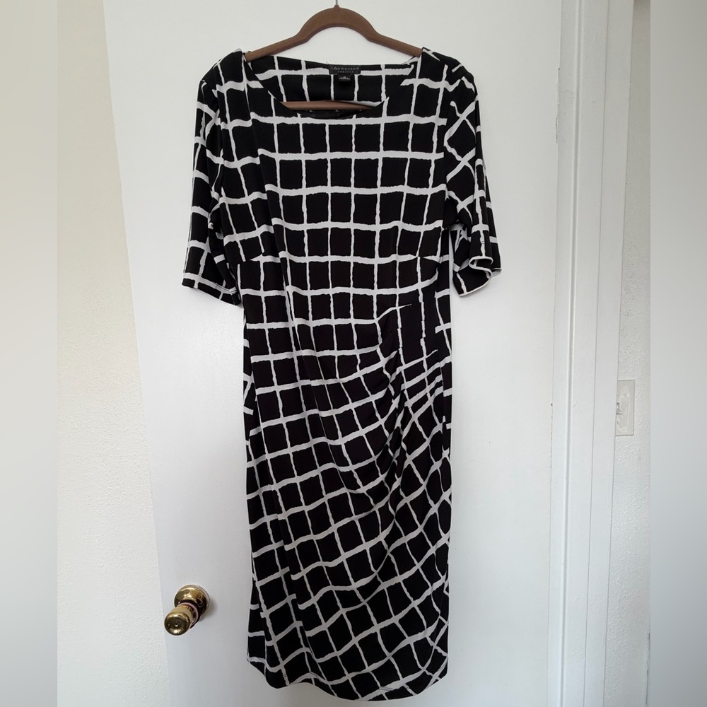 Connected Apparel Grid Pattern Midi Dress